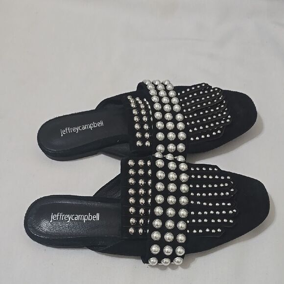 Jeffrey Campbell Black Mules with Silver Embellishments - Picture 3 of 6